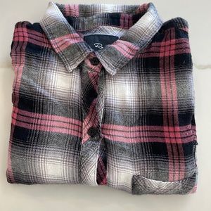 Rails. Long sleeve flannel shirt, medium, button down. Black, red and white